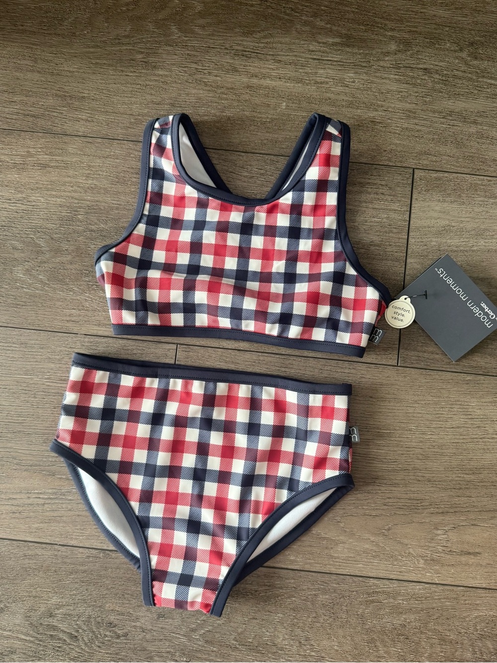 Girls Precious Red White & Navy Gingham Bikini Set • Size 4T • NEW